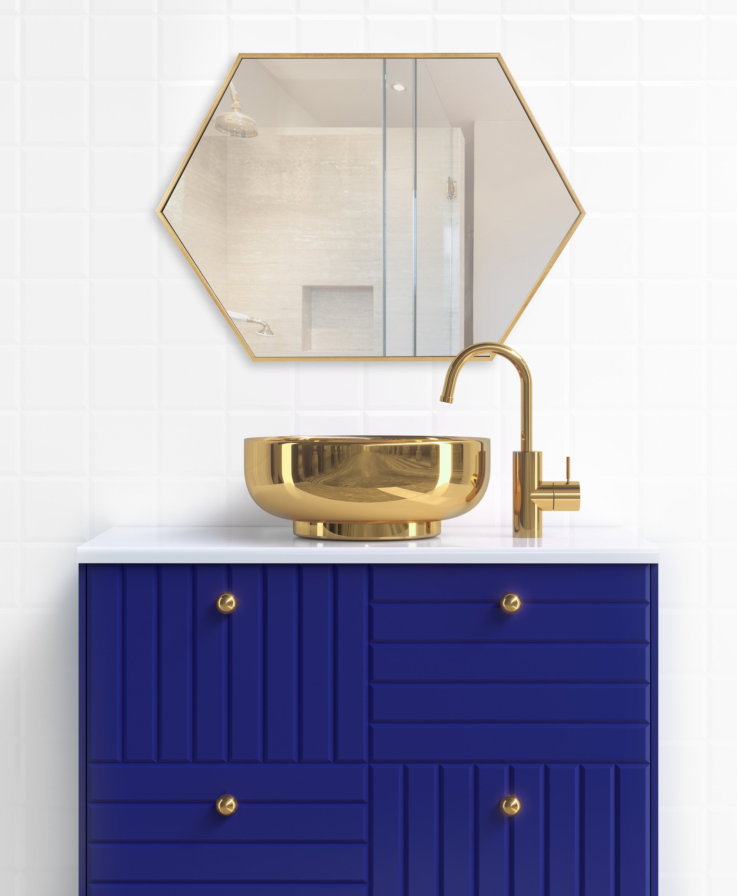 Rhodes Framed Hexagon Wall Mirror