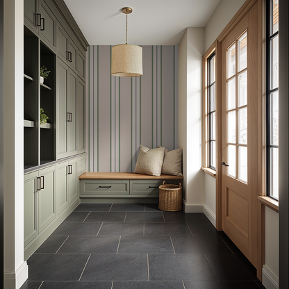 Montclair Stripes (Green) Wallpaper