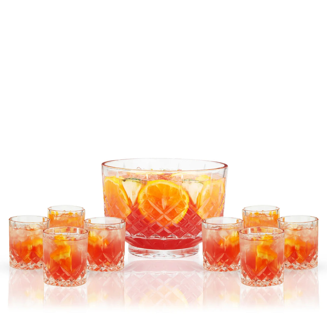 Admiral Crystal 9-Piece Punch Bowl &amp; Tumbler Set