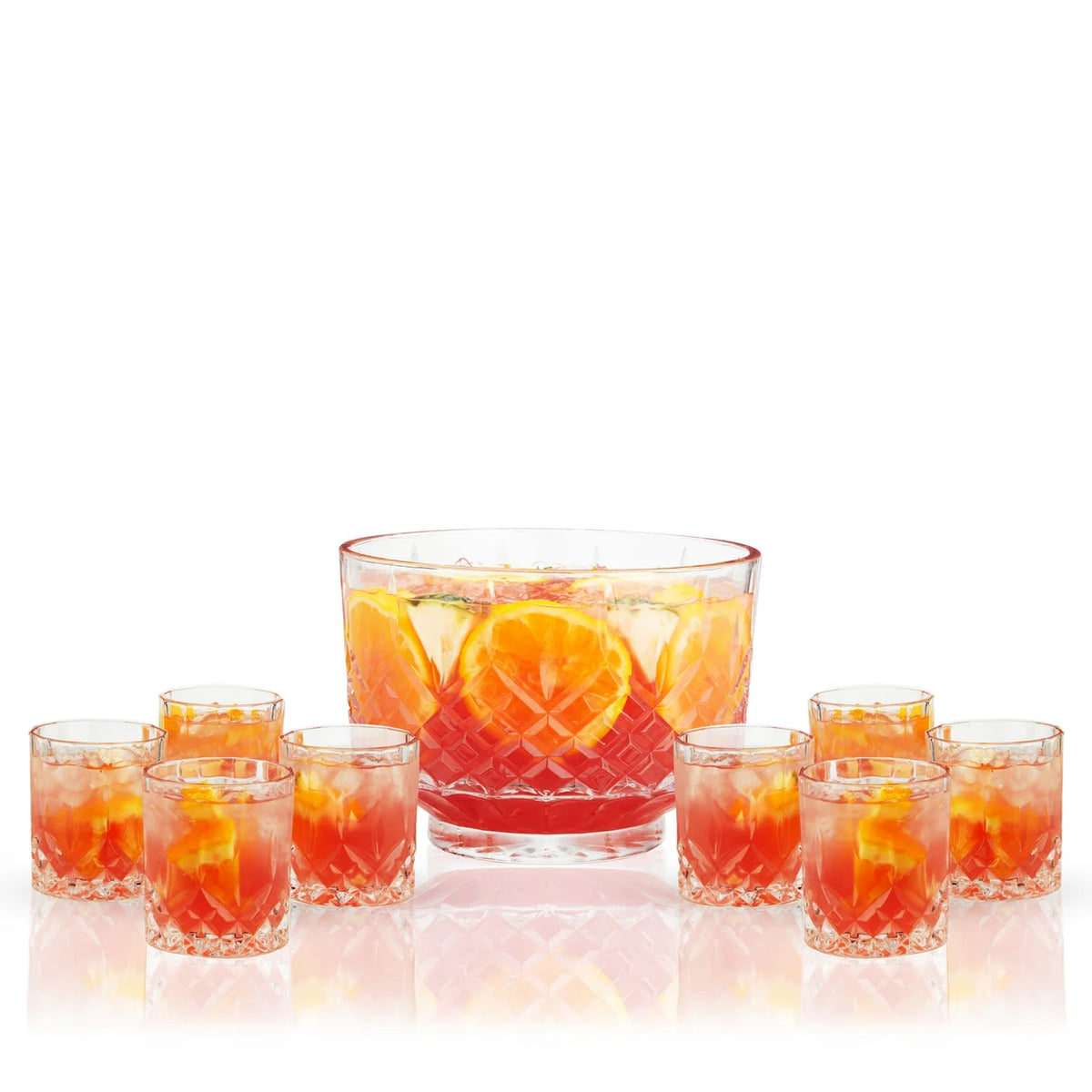 Admiral Crystal 9-Piece Punch Bowl &amp; Tumbler Set