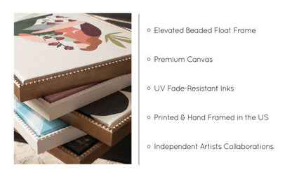 Sylvie Beaded Abstract Botanical Floral Linen Painting 1 and 2 Framed Canvas Art Set by The Creative Bunch Studio