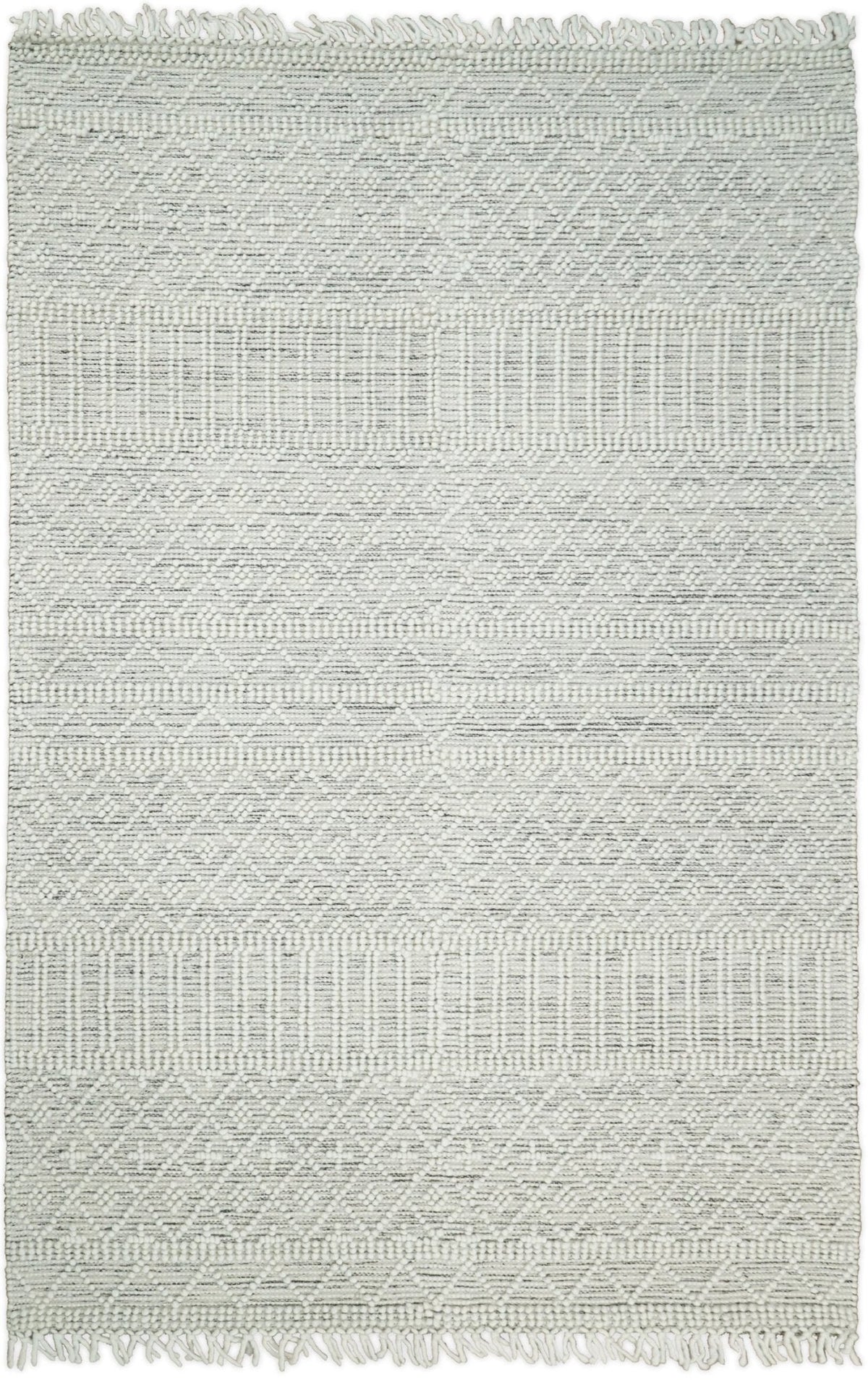 Modern Geometrical White Dhurrie Wool Area Rug