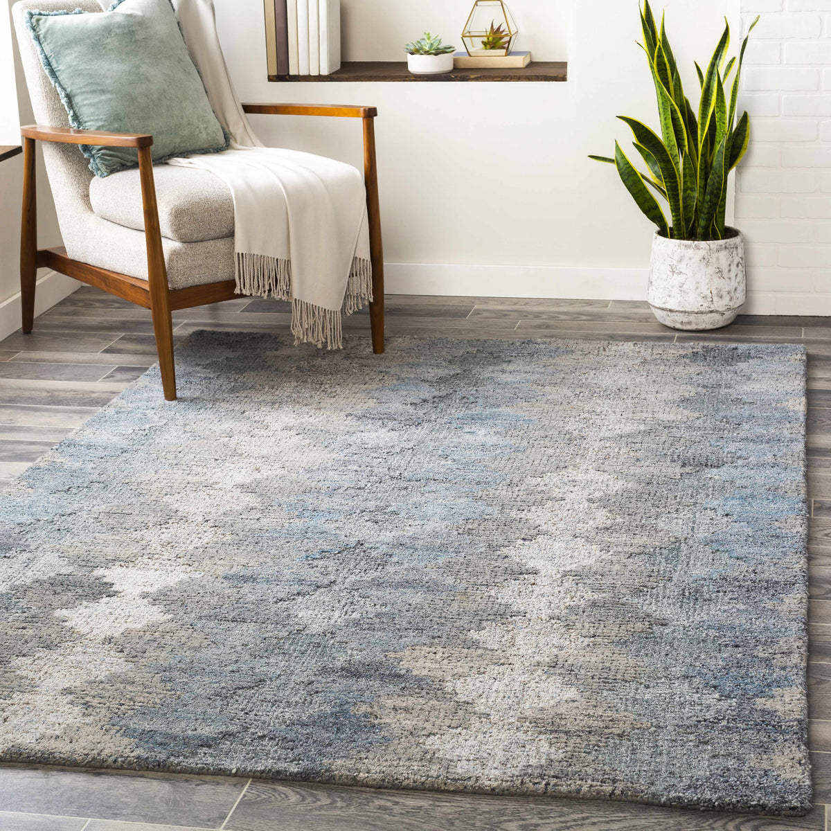 Hale Gray&amp;Slate Diamonds Wool&amp;Viscose Rug - Clearance