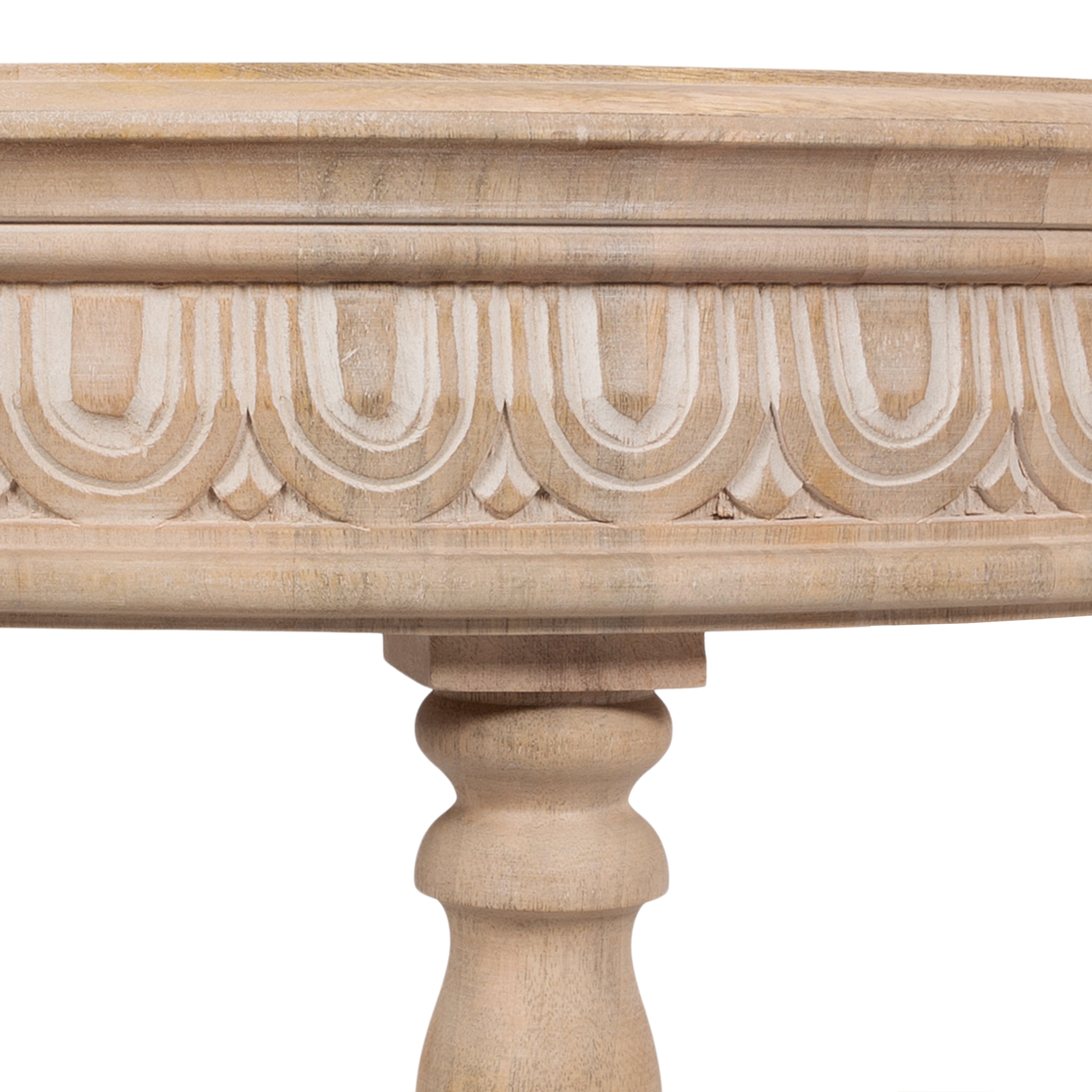 Patresa Carved Round Wood Coffee Table