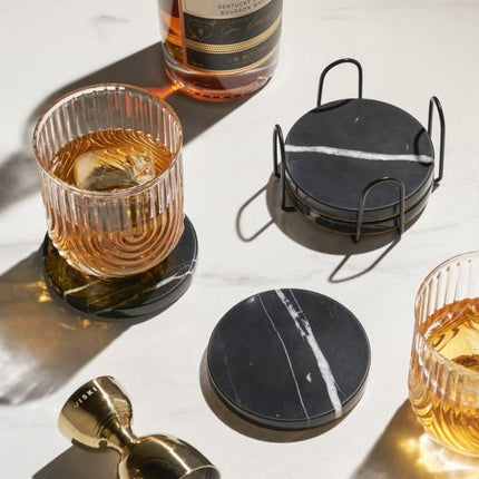 Black Marble Coaster Set