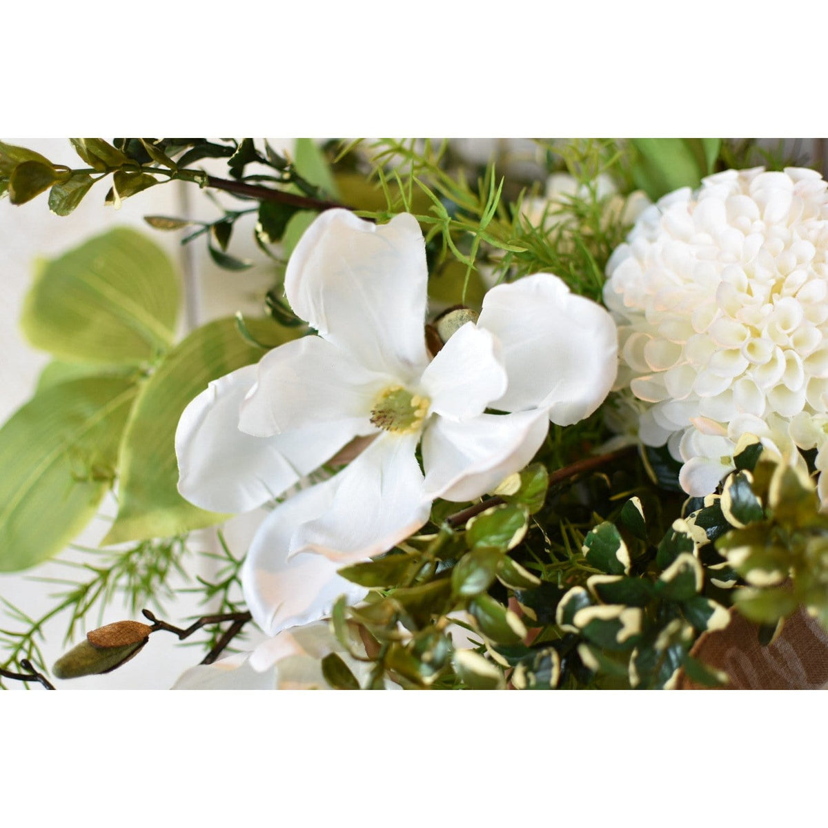 19" Faux Magnolia Stem White