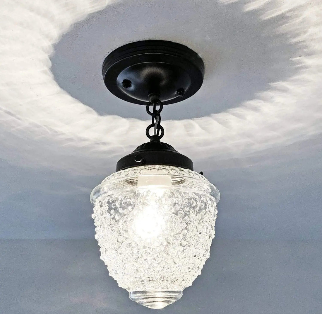 Antique Acorn Glass Ceiling Light with Chain | 6″