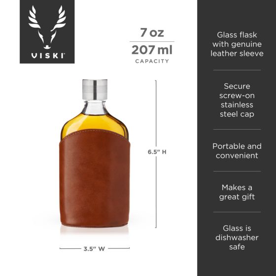 Parker Leather-Wrapped Glass Flask