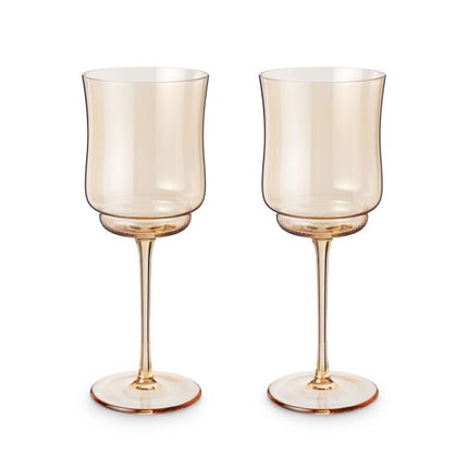 Tulip Stemmed Wine Glass in Amber- Set of 2