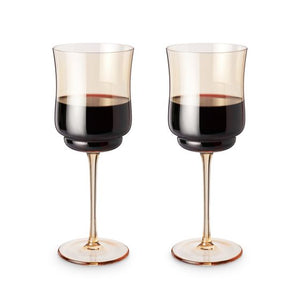 Tulip Stemmed Wine Glass in Amber- Set of 2