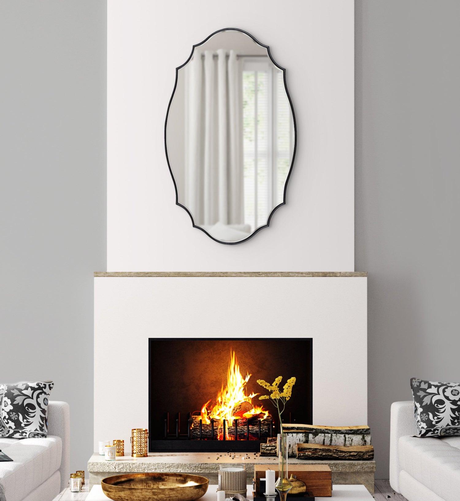 Leanna Scalloped Oval Wall Mirror