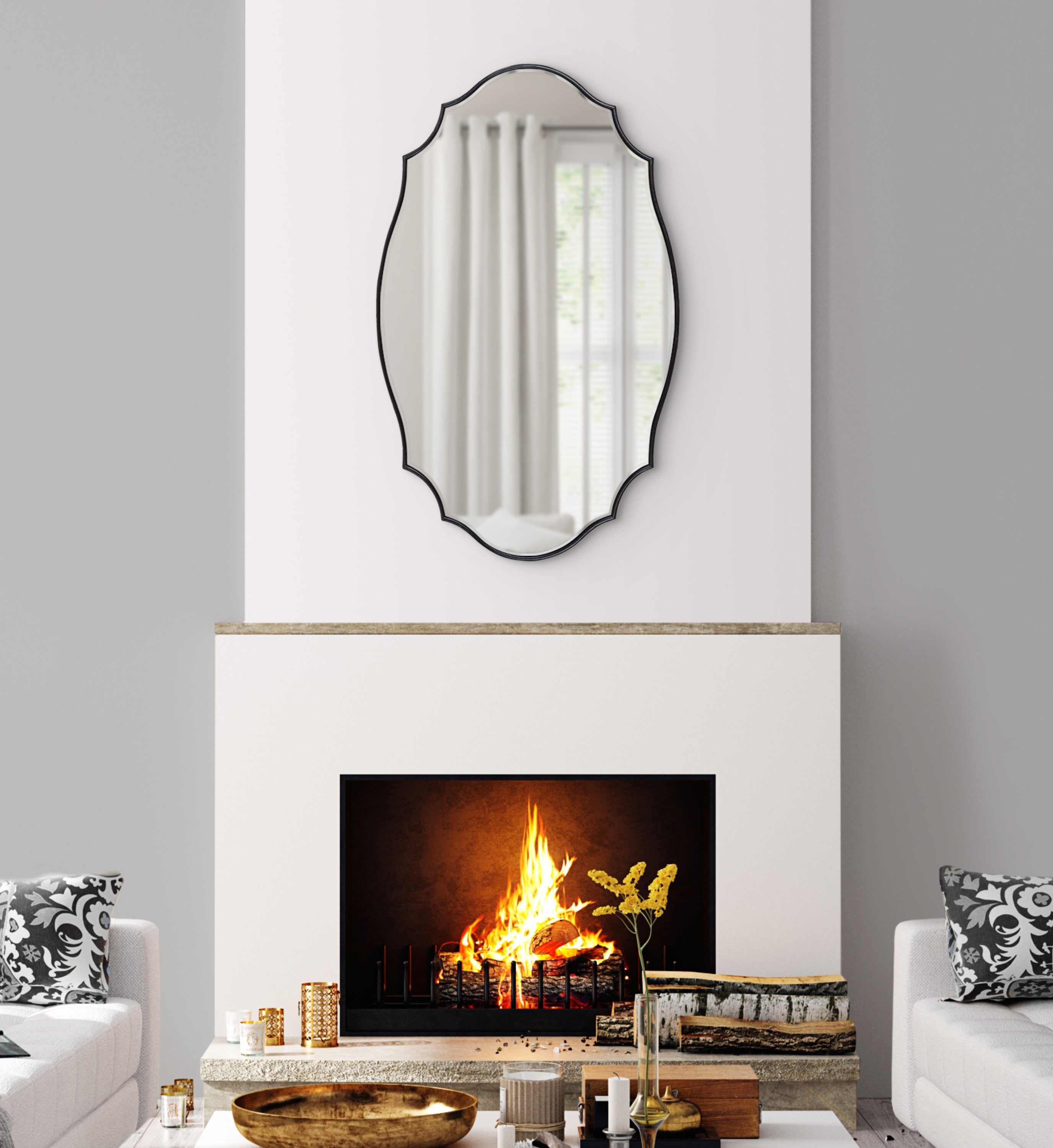 Leanna Scalloped Oval Wall Mirror