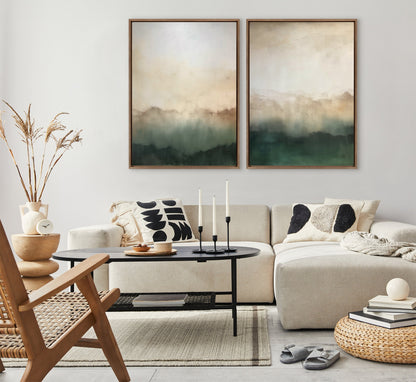 Sylvie Green Mountain Abstract I Framed Canvas by Amy Lighthall