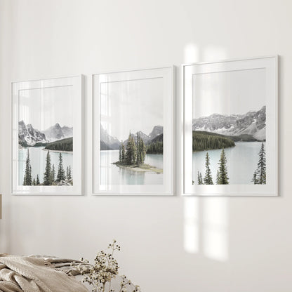 Canada Mountain Lake Poster. 3 Piece Nature Wall Art