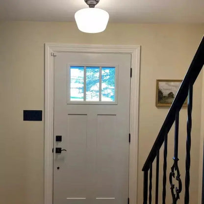 Large Milk Glass Schoolhouse Ceiling Light | 12"