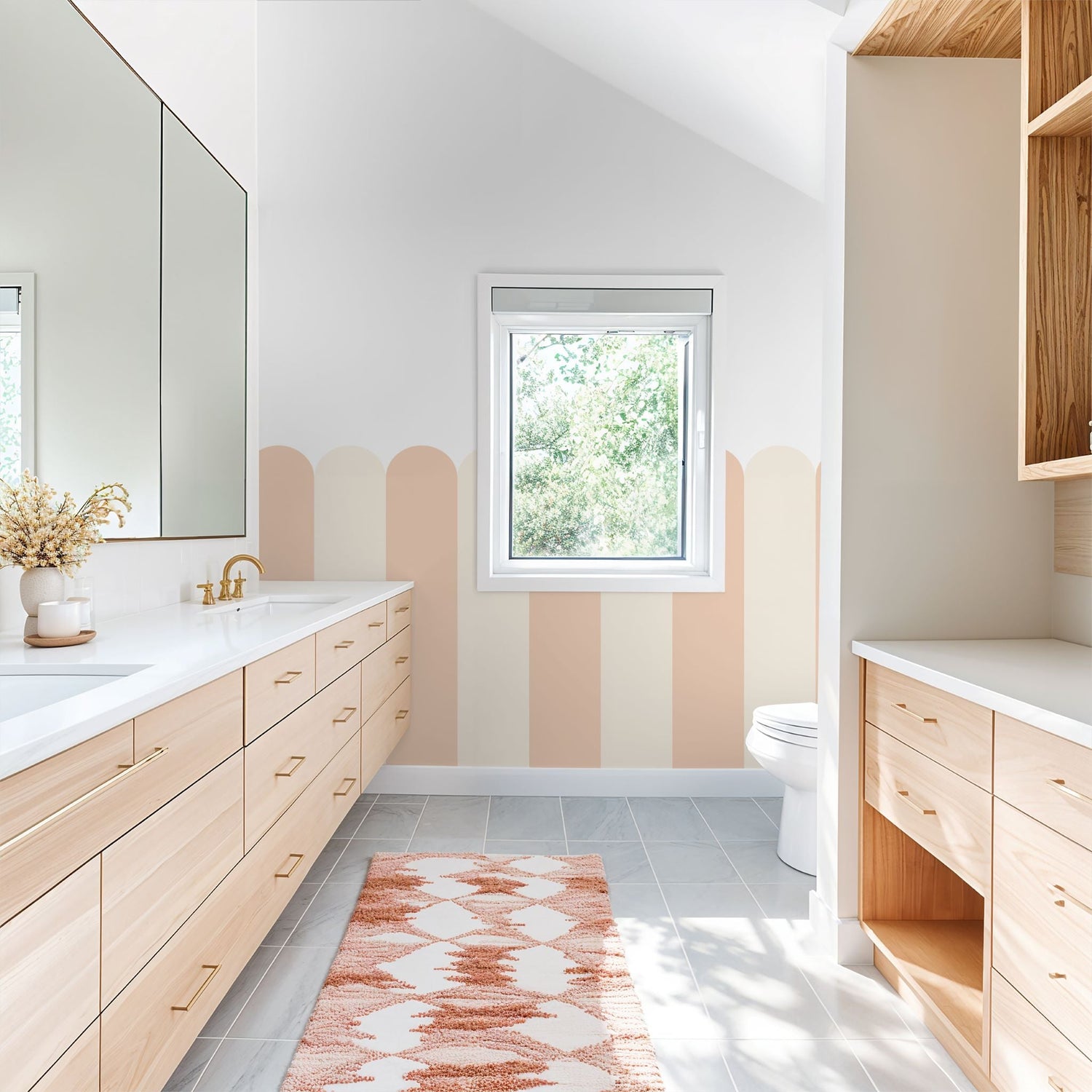 Playful Pickets (Peach) Wallpaper - 4 FT H X 17.4 FT W P&amp;S