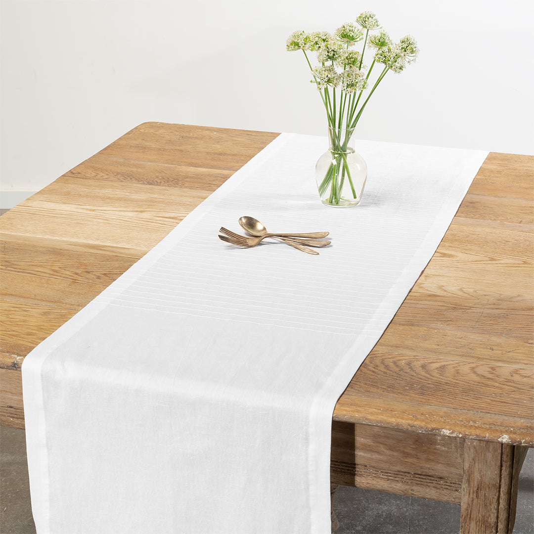Washed Linen-Cotton Runner- White