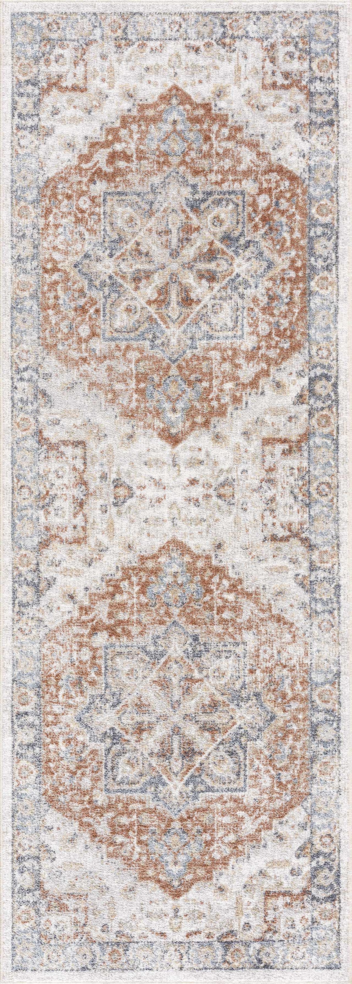 Neta Red &amp; Blue Flat Pile Washable Rug - Clearance