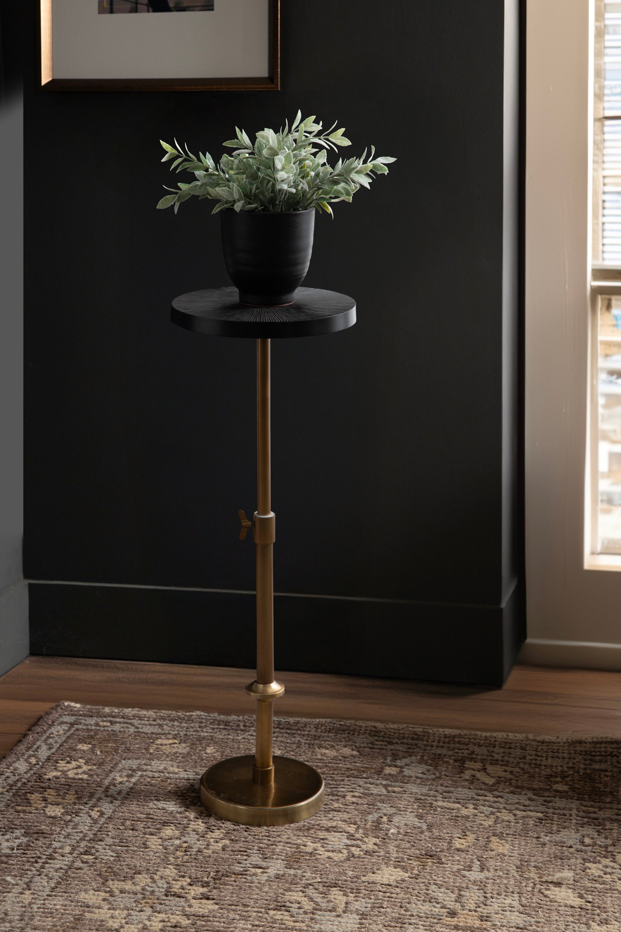 Engles Adjustable Embossed Metal Table and Plant Stand