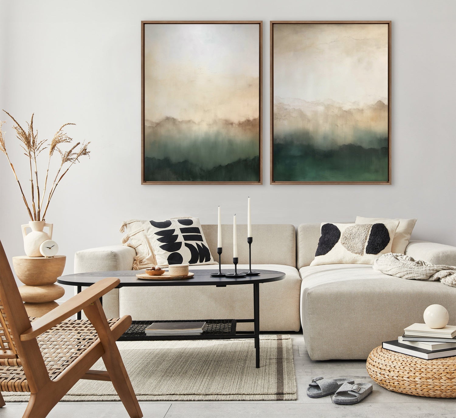 Sylvie Green Mountain Abstract II Framed Canvas by Amy Lighthall
