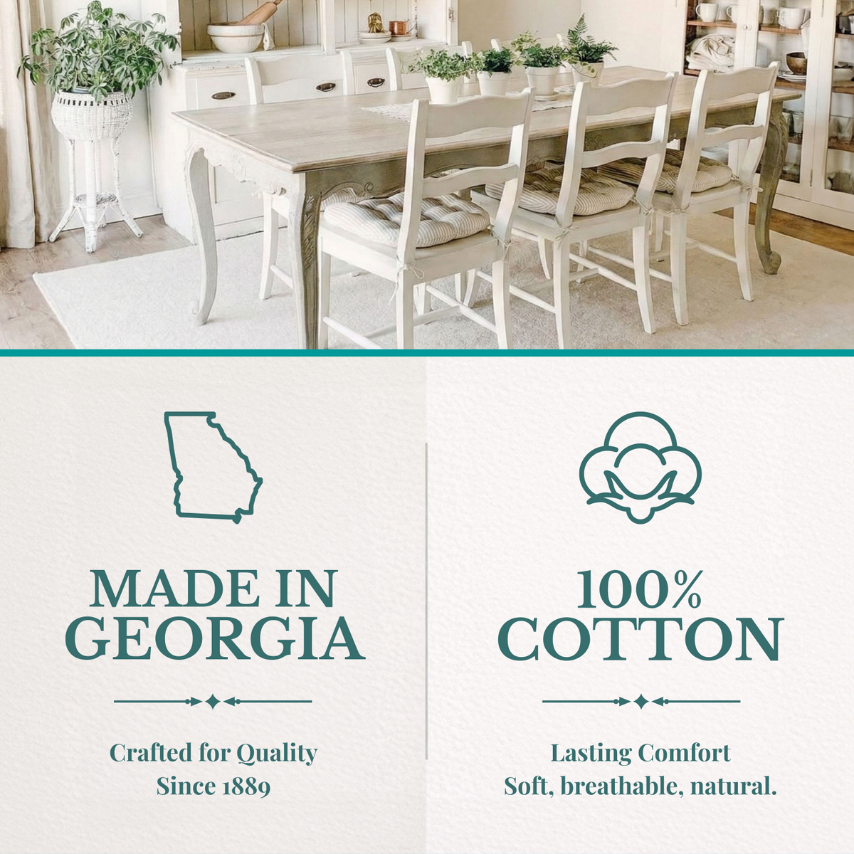 Tibet Grey Dining Chair Pad - Made in USA - 100% Cotton - Machine Washable
