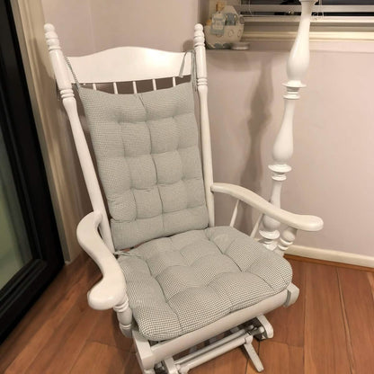 Madrid Grey Gingham Rocking Chair Cushions - Made in USA - 100% Cotton