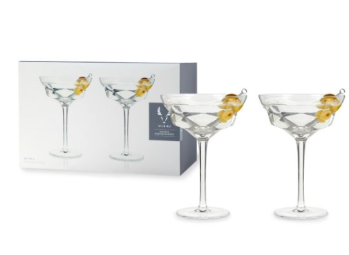 Seneca Faceted Crystal Martini Glasses