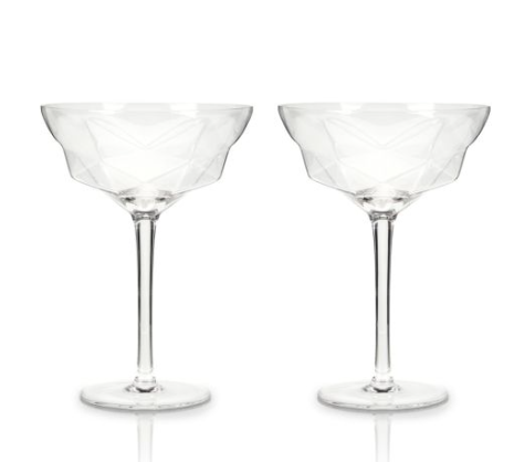 Seneca Faceted Crystal Martini Glasses