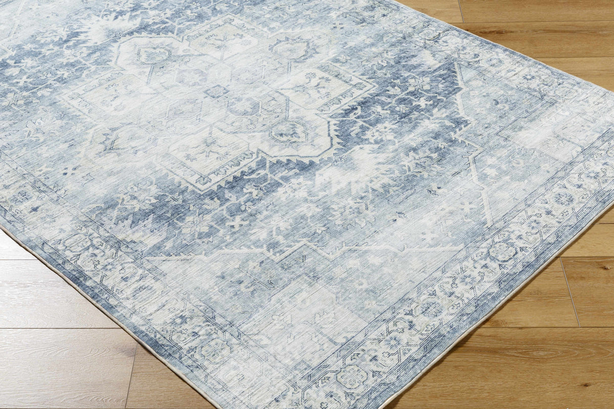 Mauro Navy Medallion Washable Area Rug - Clearance