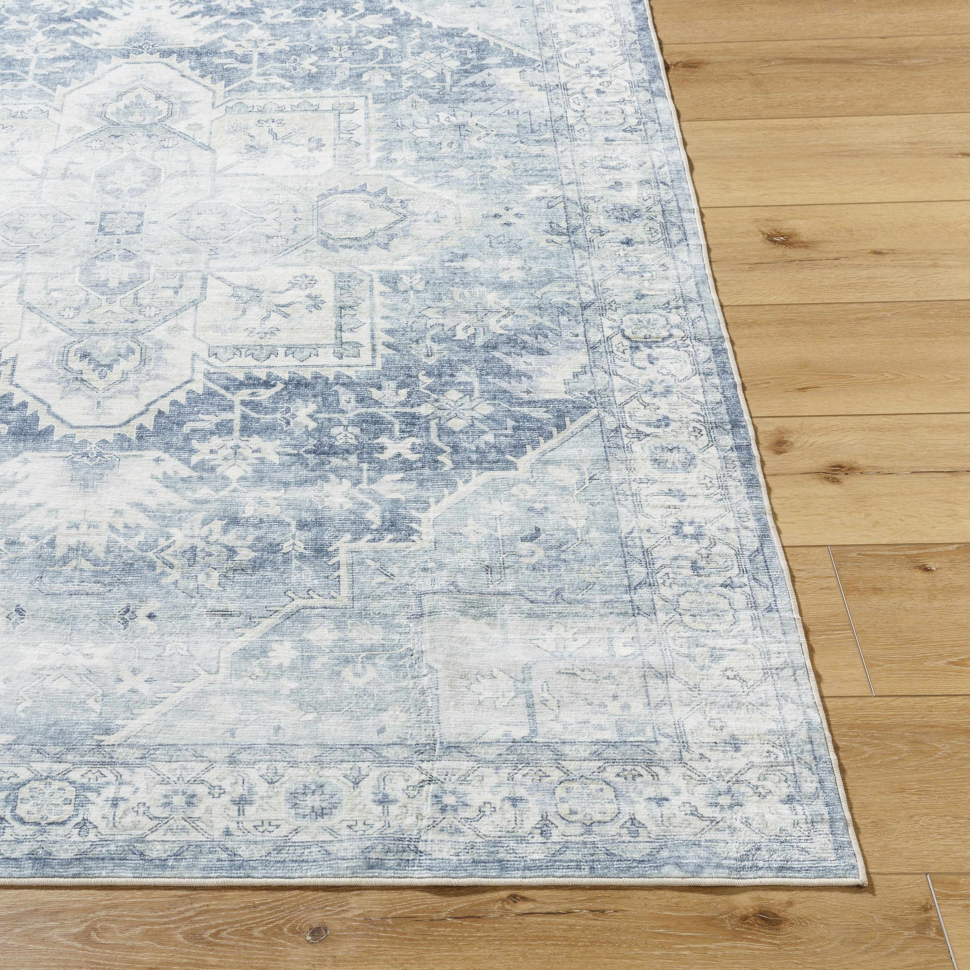 Mauro Navy Medallion Washable Area Rug - Clearance