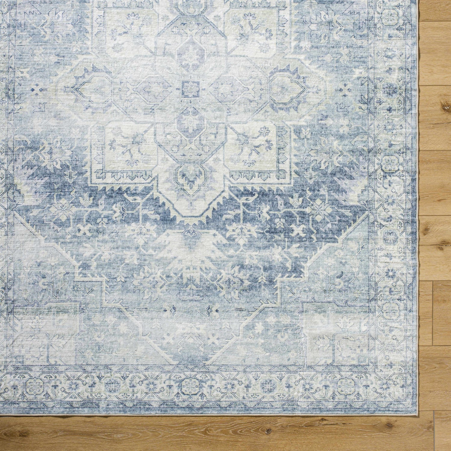 Mauro Navy Medallion Washable Area Rug - Clearance