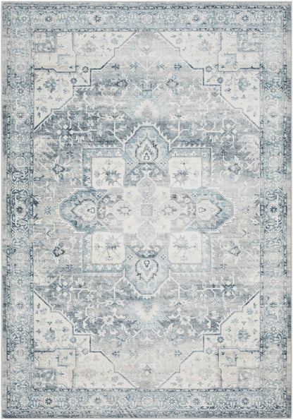 Mauro Blue Medallion Washable Area Rug - Clearance