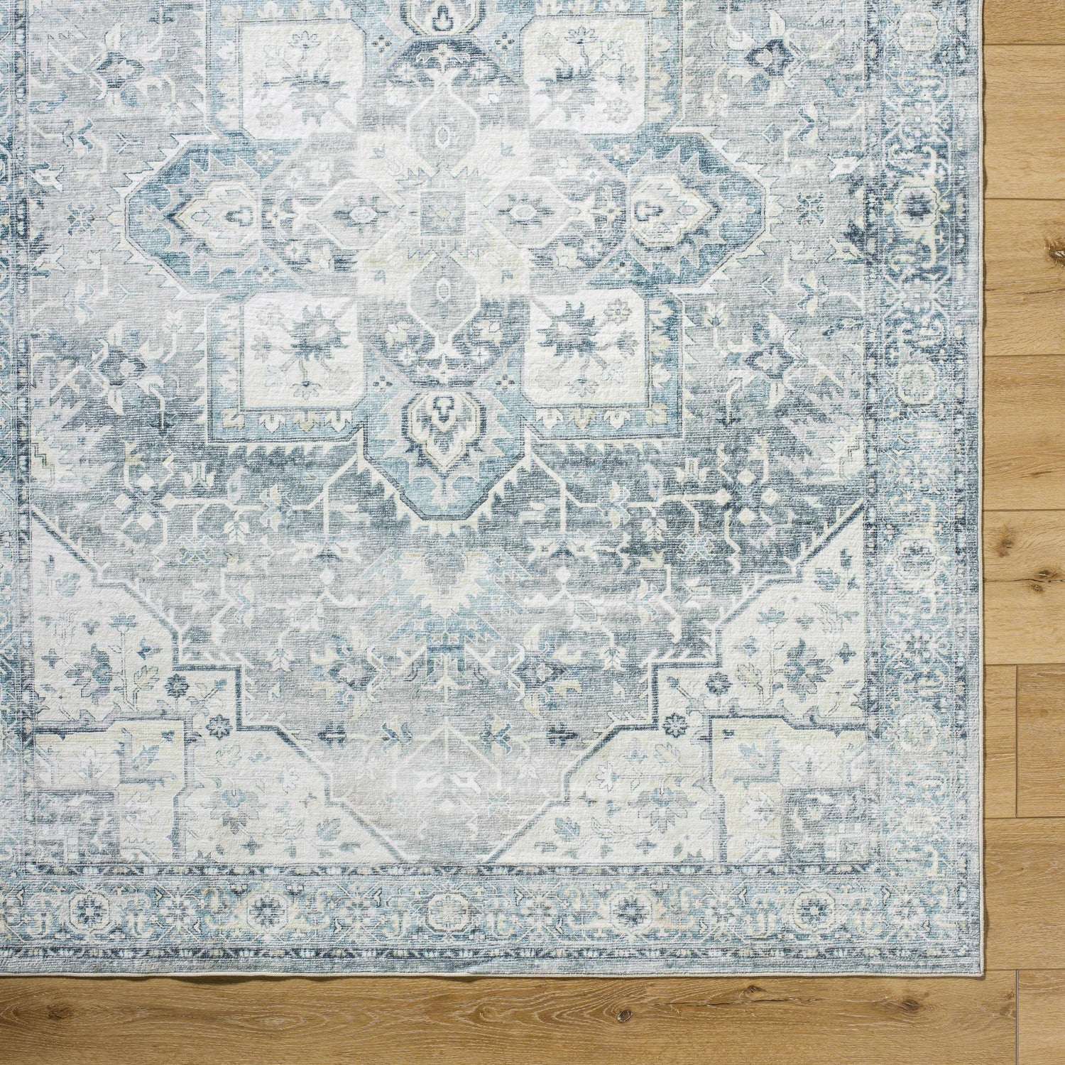 Mauro Blue Medallion Washable Area Rug - Clearance