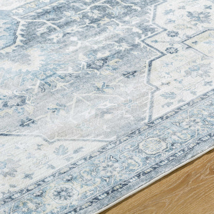 Mauro Blue Medallion Washable Area Rug - Clearance