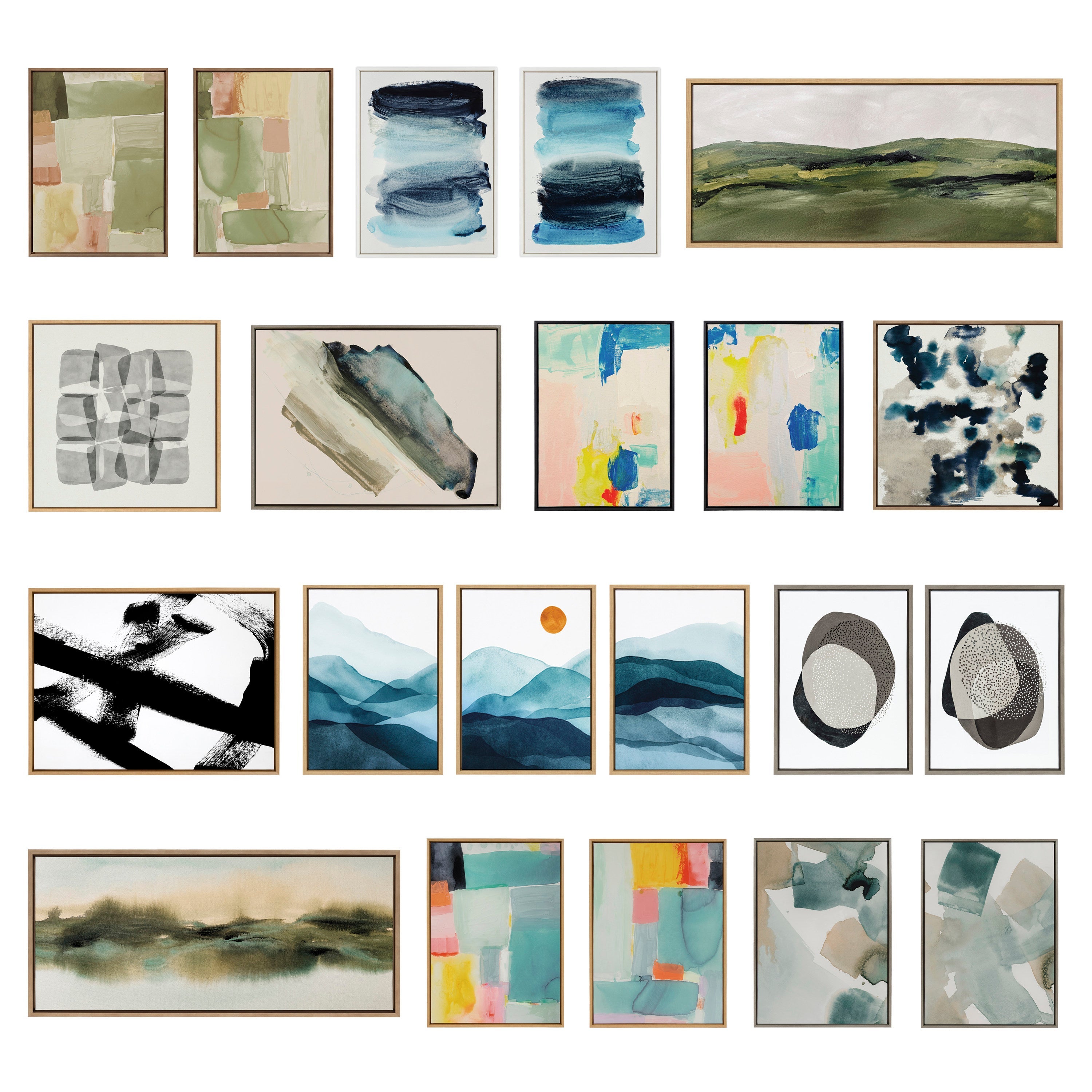 Sylvie Green Mountain Abstract I Framed Canvas by Amy Lighthall