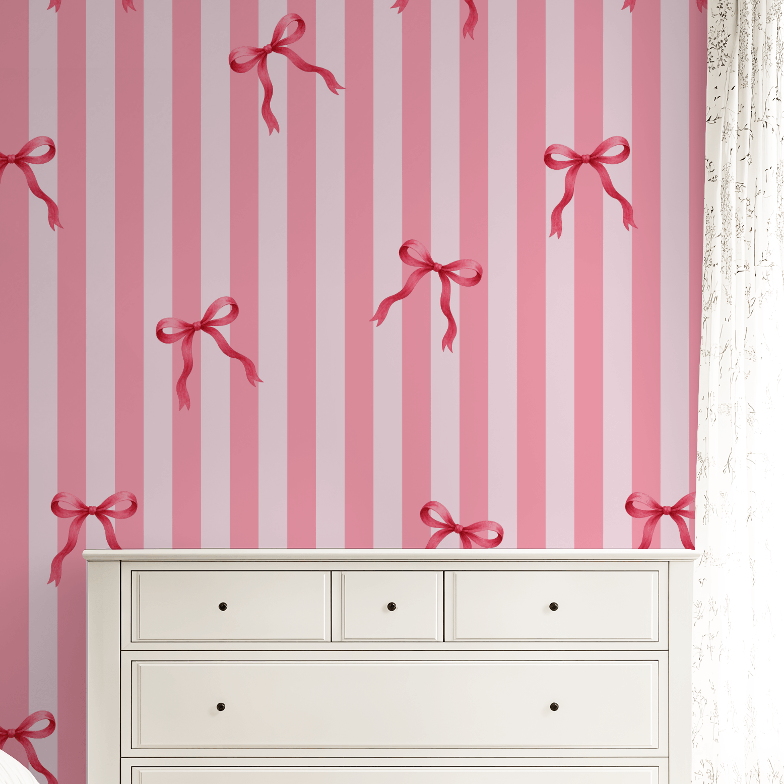 Allie Girl Bows &amp; Stripes Wallpaper