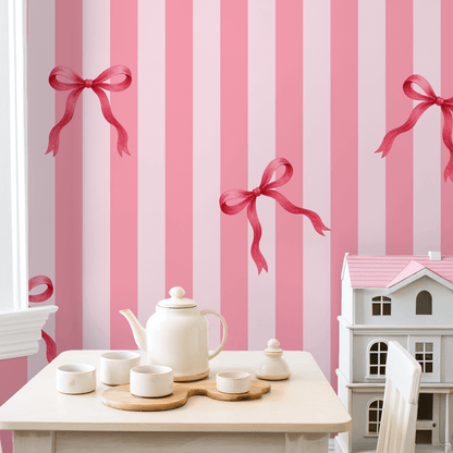 Allie Girl Bows &amp; Stripes Wallpaper