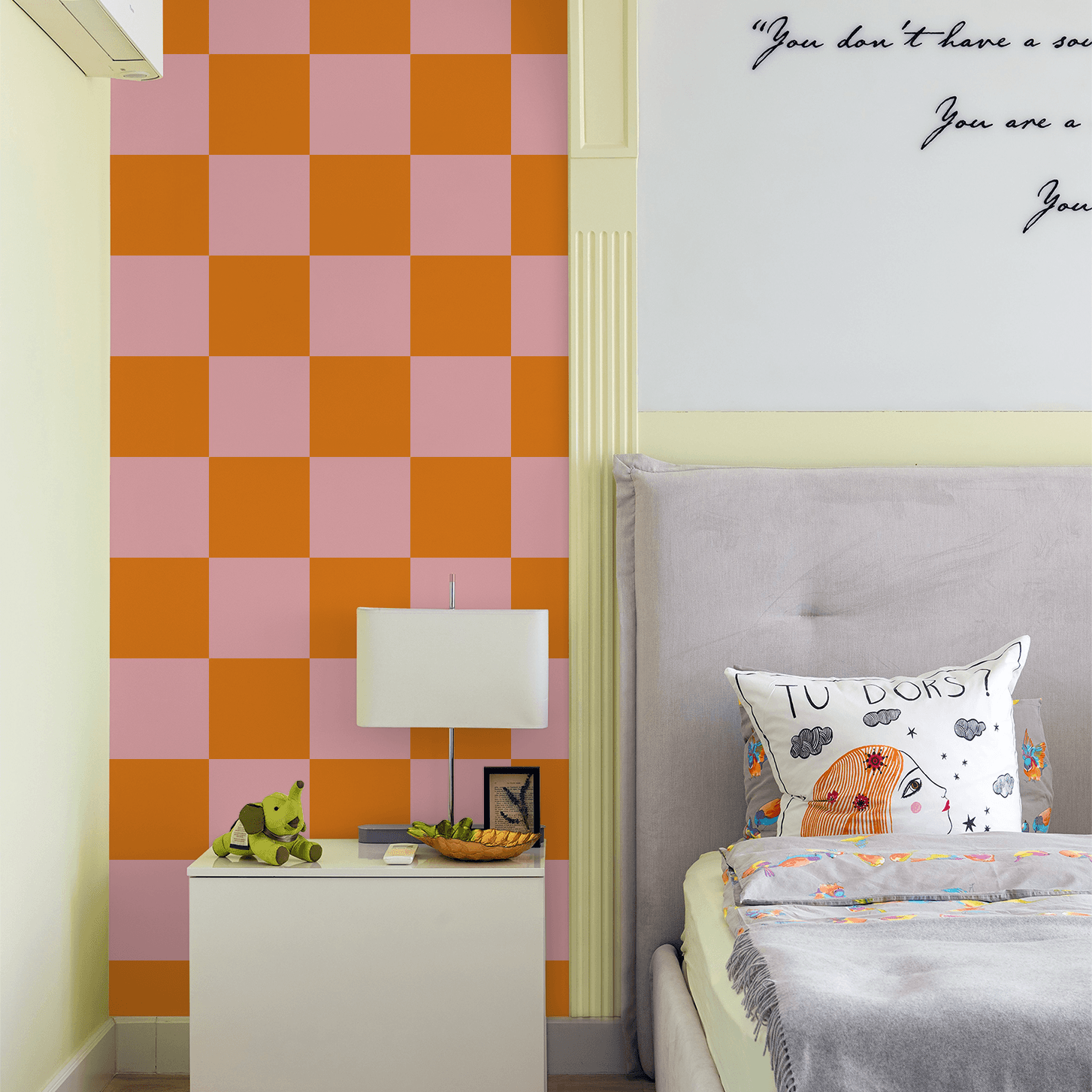 Simply Checker (Pink &amp; Orange) Wallpaper