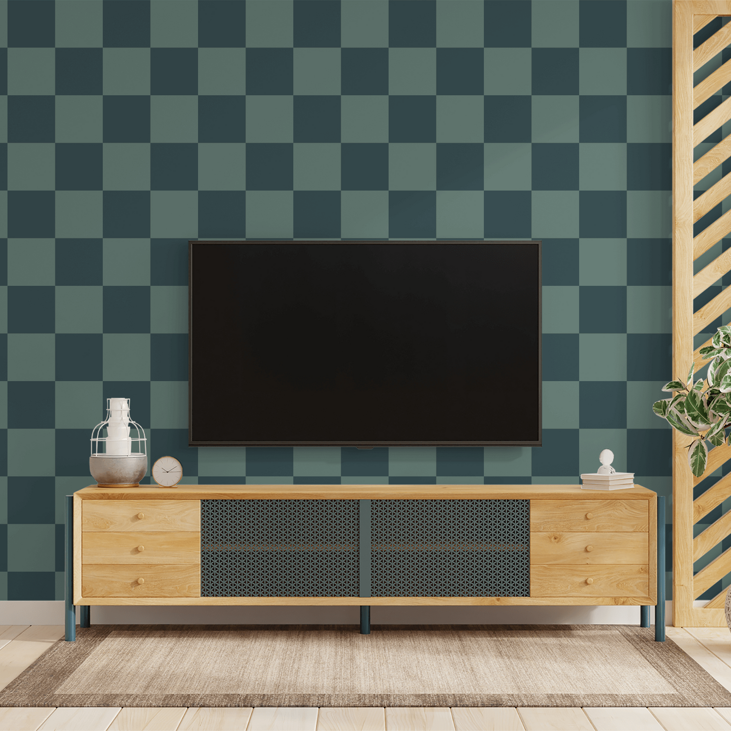 Simply Checker (Teal) Wallpaper