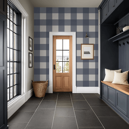 Simply Gingham Large (Navy) Wallpaper