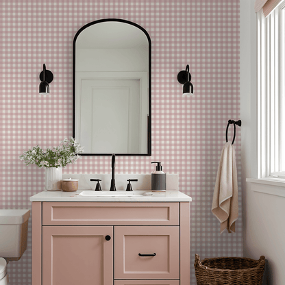 Simply Gingham Small (Mauve) Wallpaper