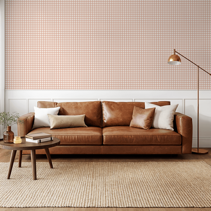 Simply Gingham Small (Peach) Wallpaper