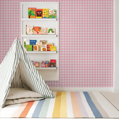 Simply Gingham Small (Pink) Wallpaper