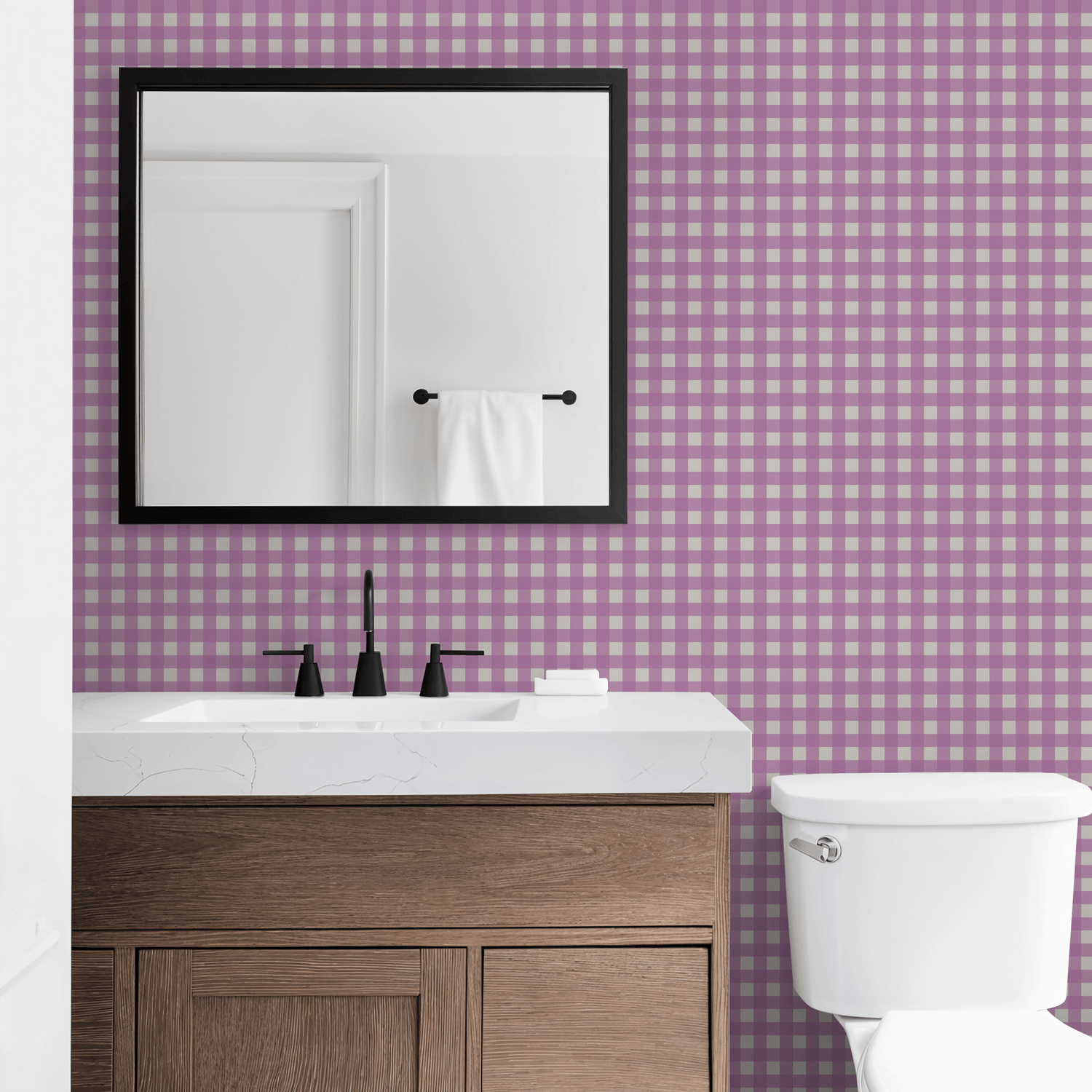 Simply Gingham Small (Purple) Wallpaper