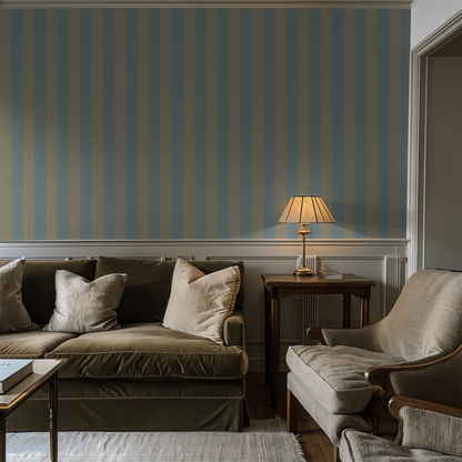 Simply Stripes (Blue &amp; Olive) Wallpaper