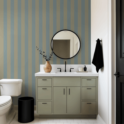 Simply Stripes (Blue &amp; Olive) Wallpaper