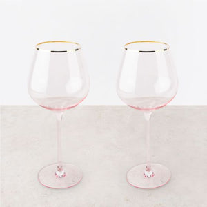 Rose Crystal Red Wine Glass Set