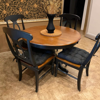 Micro-Suede Black Dining Chair Pads - Latex Foam Fill, Reversible