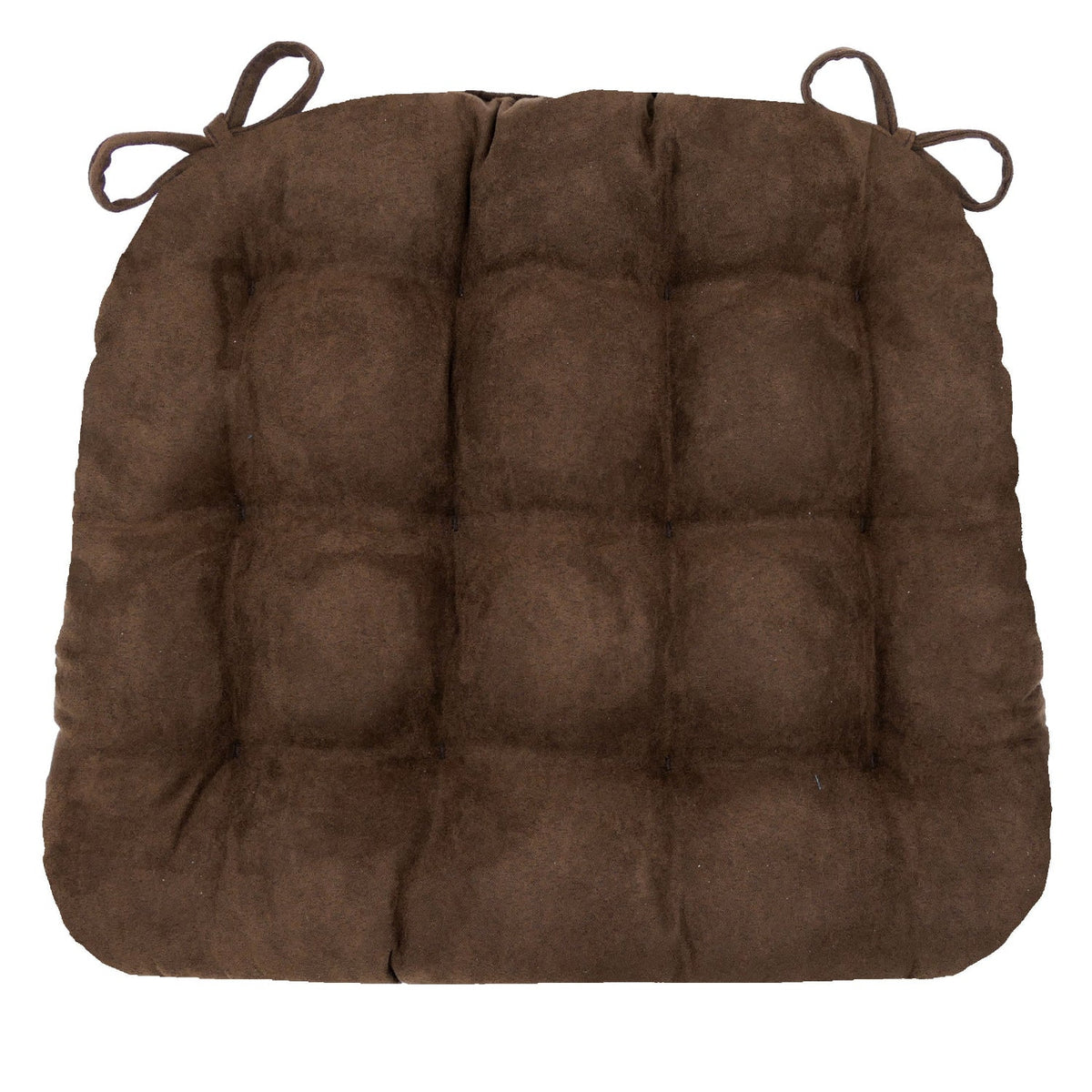 Micro-Suede Coffee Bean Brown Dining Chair Pad with Ties - Latex Foam Fill - Microfiber