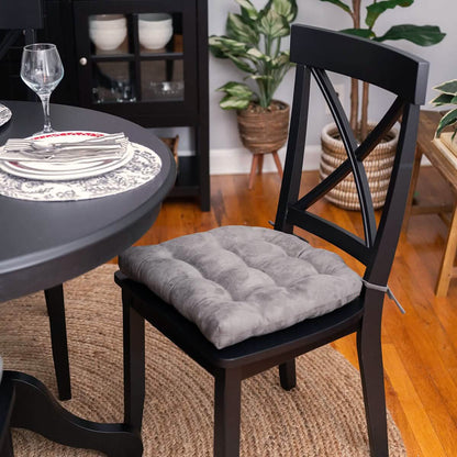 Micro-Suede Graphite Grey Dining Chair Pads - Latex Foam Fill